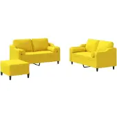 vidaXL 3-delige Loungeset met kussens stof lichtgeel