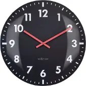 Nextime Grote Wandklok 50cm Koepelvormig Glas Lens-Stil-Zwart-Glass-NeXtime Duomo 50