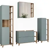 Vicco Badkamermeubelset Karen, Sonoma/Blauw, 4-delig