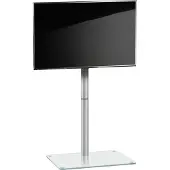 VCM Alani TV-meubel met glazen voet, Zilverkleurig, helder glas.