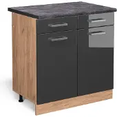 Vicco R-Line Keukenonderkast – 80 cm, WB Antraciet Antraciet Hoogglans