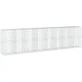 vidaXL Gabion met deksel, 800x100x200 cm, verzinkt staal