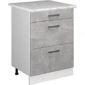 Vicco R-Line Keukenonderkast – 60 cm met laden, met marmeren werkblad Beton