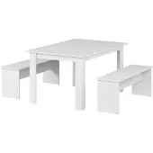 Vicco Sentio Eettafel set – 137.6 x 92.8 cm met 2 banken Wit
