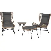 Ebuy24 Thame tuinmeubelset met 5 delen, incl. kussen, zwart, naturel en grijs.