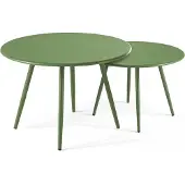 Oviala - Set van 2 ronde salontafels van groen cactus staal - Palavas
