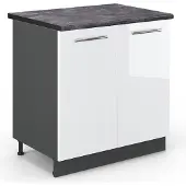 Vicco Keukenonderkast Fame-Line, Wit Hoogglans/Antraciet, 80 cm antraciet werkblad