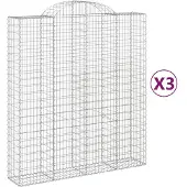 vidaXL Schanskorven 3 st gewelfd 200x50x220/240 cm ijzer