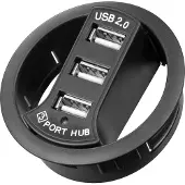 Pro inbouw USB hub met 3 poorten - USB2.0 - busgevoed / zwart - 1,5 meter