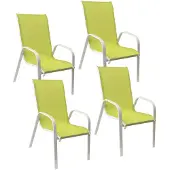 Happy Garden Set van 4 MARBELLA stoelen in groen textilene - wit aluminium