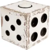 CosyDecor Sfeerlicht Dobbelsteen 17x17x17cm Wit Wit Hout Waxinelichtjeshouder