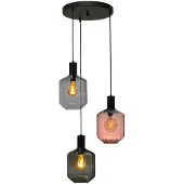Masterlight 3-lichts vide hanglamp - zwart - Porto met Jagger glazen