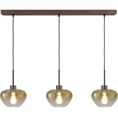 Masterlight 3-lichts hanglamp Genua bruin met goud glas Ø 24cm