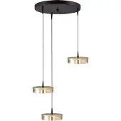 Masterlight 3-lichts hanglamp Imperia Ø 35cm zwart met goud