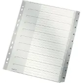 Leitz Tabbladen 1280 A4 extra breed (volle hoogte) Grijs 10 tabs Geperforeerd Polypropyleen 1 tot 10