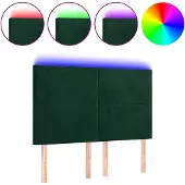 vidaXL Hoofdbord LED 144x5x118/128 cm fluweel donkergroen