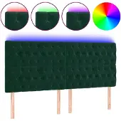 vidaXL Hoofdbord LED 180x7x118/128 cm fluweel donkergroen