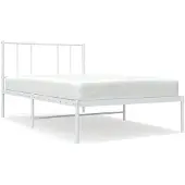 vidaXL Bedframe met hoofdbord zonder matras metaal wit 75x190 cm
