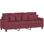 vidaXL Driezitsbank 180 cm stof wijnrood