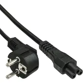 InLine C5 (recht) - CEE 7/7 (haaks) stroomkabel | 3x 0,75mm | zwart | 2 meter