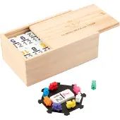 Coppens Domino dubbel 12 nummers Mexican Train in houten kist |