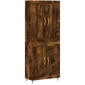 vidaXL Hoge kast 69,5x34x180 cm bewerkt hout gerookt eikenkleurig