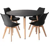 Happy Garden MARTHA ronde tafel 120cm en 4 stoelen NORA zwart