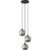 QAZQA Art Deco hanglamp zwart met smoke glas 3-lichts - Wallace