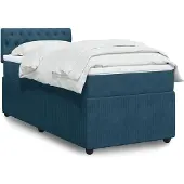 vidaXL Boxspring met matras fluweel blauw 90x200 cm