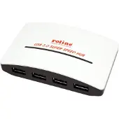 Roline USB 3.2 Gen 1 hub "Zwart en Wit", 4 poorten, met voeding