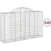 vidaXL Gabionen met boogvorm, 20 stuks, 200x50x120/140 cm, verzinkt staal