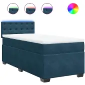 vidaXL Boxspringbed met matras, blauw, 90x200 cm, fluweel