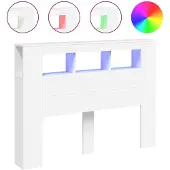 vidaXL Hoofdeinde met LED 140x18,5x103,5 cm bewerkt hout wit