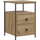 vidaXL Nachtkastje 34x35,5x50 cm bewerkt hout artisanaal eikenkleurig