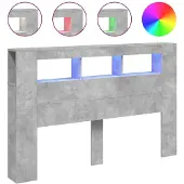 vidaXL Hoofdeinde met LED 160x18,5x103,5 cm bewerkt hout betongrijs