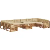 vidaXL Sofa-Sets 11 st Natuurlijk en Beige Massief Acacia Hout