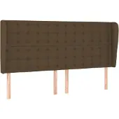 vidaXL Hoofdbord met randen 183x23x118/128 cm stof donkerbruin