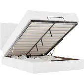 vidaXL Ottoman bed met matras en LED's 140x190cm kunstleer wit