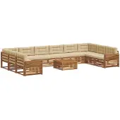 vidaXL Sofa-Sets 11 st Natuurlijk en Beige Massief Acacia Hout