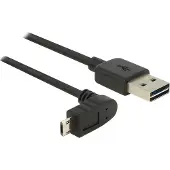 DeLOCK Easy-Micro USB haaks (boven/beneden) naar Easy-USB-A kabel - USB2.0 - tot 2A / zwart - 3 meter
