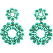 IZIA Oorbellen turquoise / goud