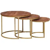vidaXL Nesting Koffietafels 3 pcs Massief mangohout en staal