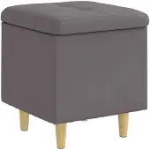 vidaXL - Opslagottoman - met - kussen - Grijs - 40 - x - 40 - x - 45 - cm - Kunstleer
