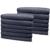 Eleganzzz Badstof Handdoek 100% Katoen 50x100cm - dark grey - Set van 12
