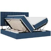 vidaXL Opbergbed met hoofdeinde met opslag Blauw 200 x 200 cm Stof