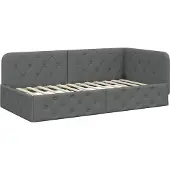vidaXL Hoek Bed Frame Donkergrijs 90 x 190 cm Stof