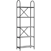 vidaXL Boekenplank 5-laags 60 x 30 x 183 cm Bewerkt hout Grijs Sonoma