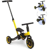 Zesso 4-in-1 Kinderfiets met Duwstang Gio Geel