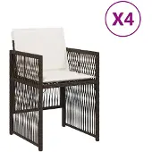 vidaXL Tuinstoelen 4 st met kussens poly rattan bruin
