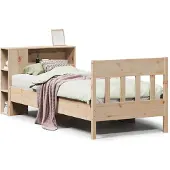 vidaXL Bed met boekenkast zonder matras massief grenenhout 75x190 cm